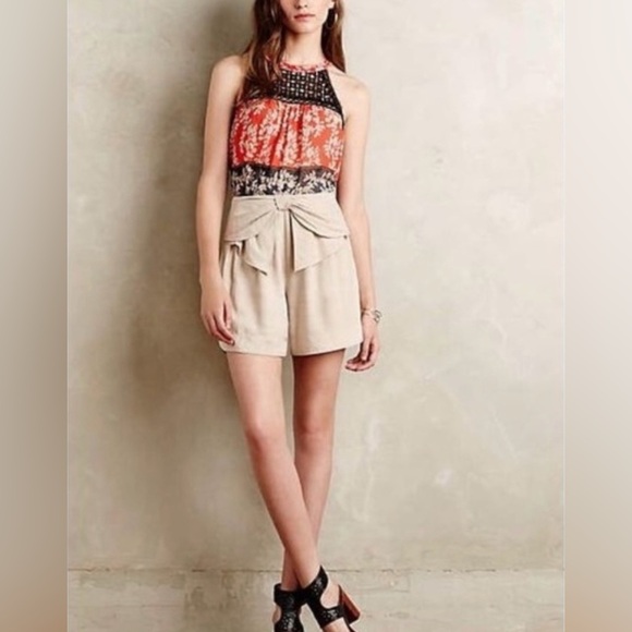 MEADOW RUE‎ Women Top Small Red Black Eyelet Sheer Boho Casual Summer Outdoor - Picture 1 of 17